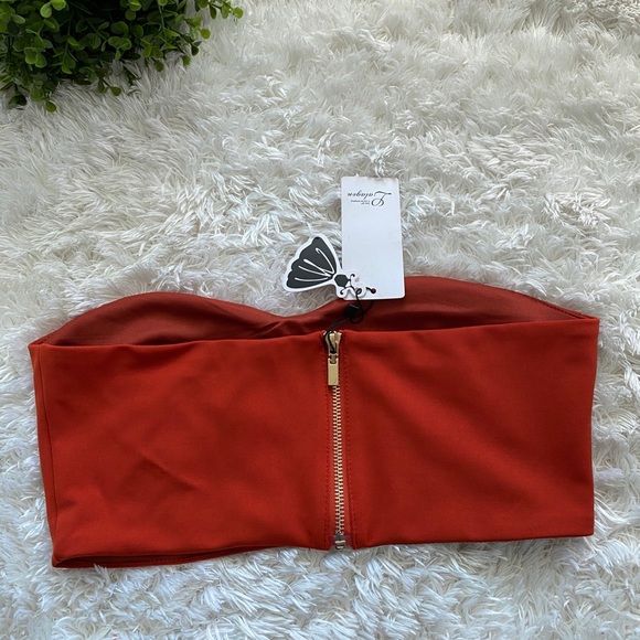 NWT Rust Chiffon Bandeau Top - Picture 4 of 6